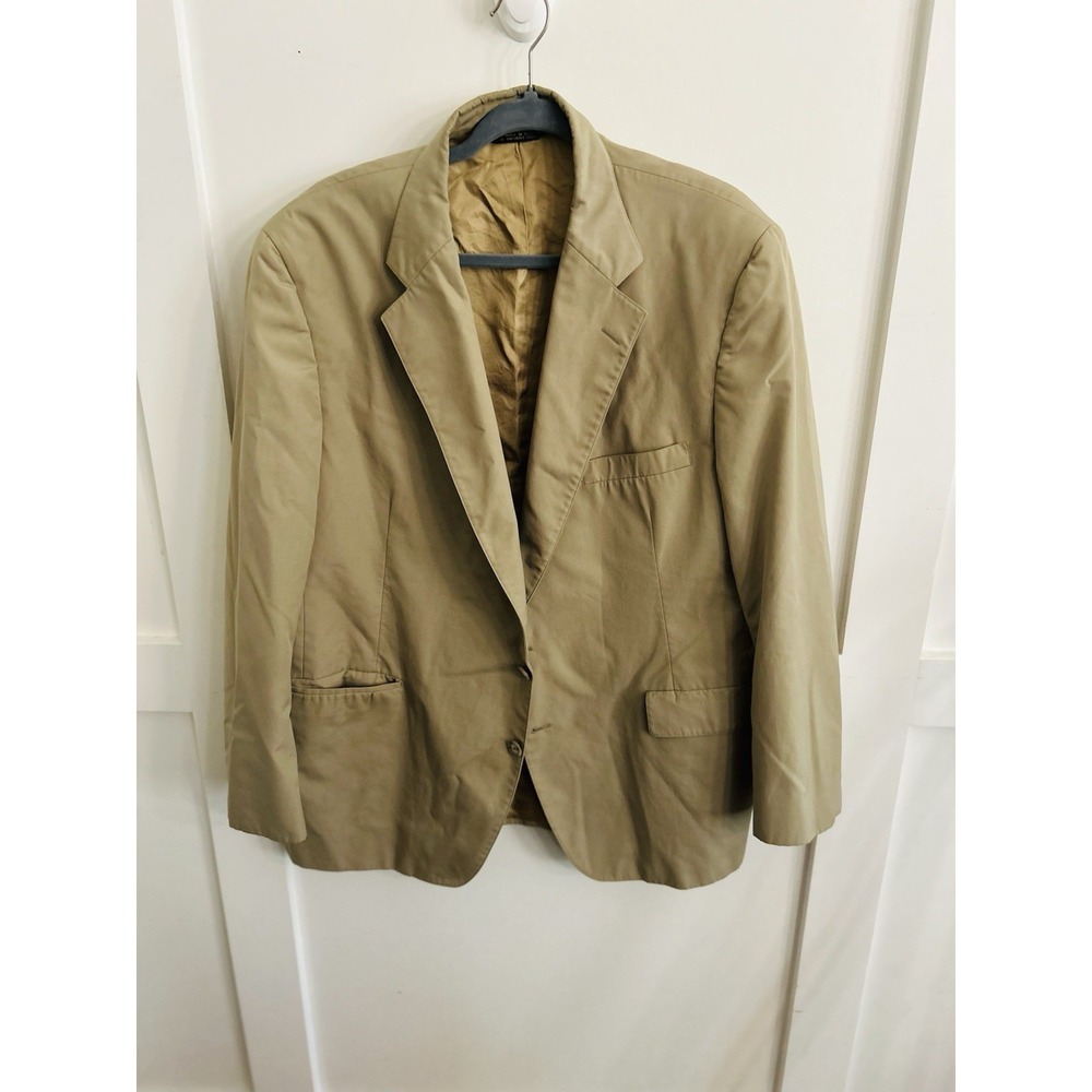 Vtg Lacrosse Blazer Jacket Mens Suit Sport Coat 46 R Tan Serur's Varsity Shop Tx